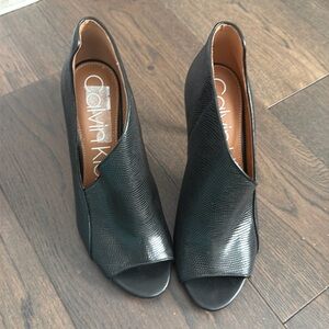 Calvin Klein Black Peep-Toe Heels